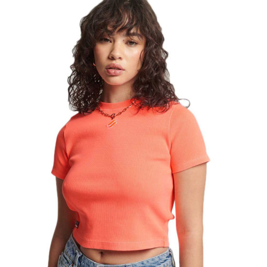 Superdry Γυναικεία κοντομάνικη μπλούζα Organic Cotton Essential Fitted Crop T-Shirt